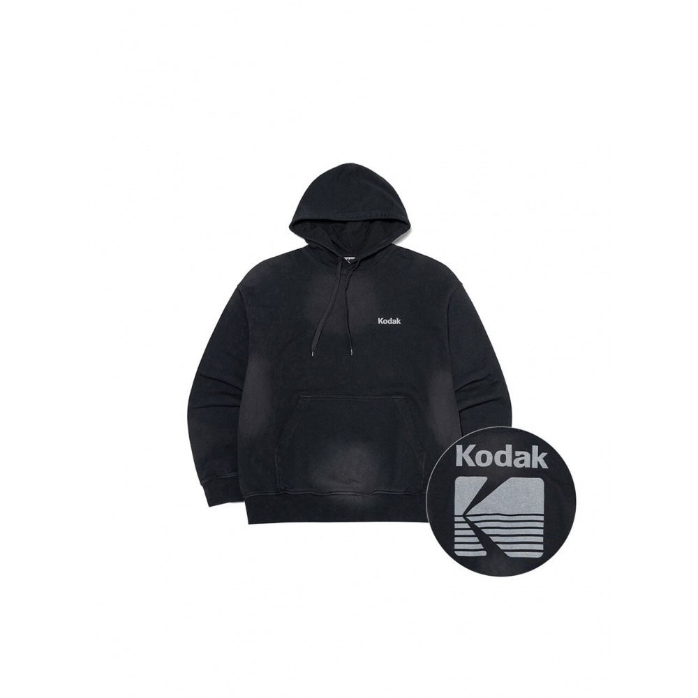 コダックアパレルカラーアイセミオーバーフィットフード付き T シャツチャコール