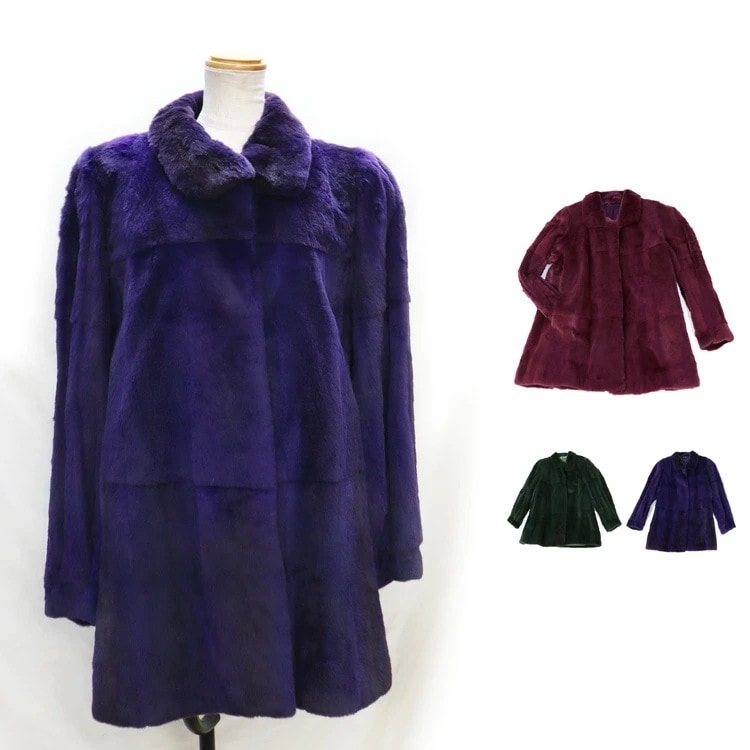 ウィーゼル ファー ジャケット コート フリーサイズ ブルー グリーン レッド 送料無料 レディース ギフト プレゼント