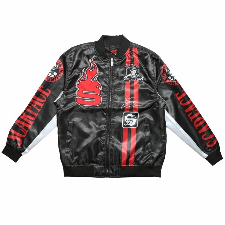 REASON × 映画 スカーフェイス アウター 長袖 スカジャン ブルゾン メンズ 春秋冬用 黒 大きいサイズ Scarface 限定 コラボ 公式 リーズン