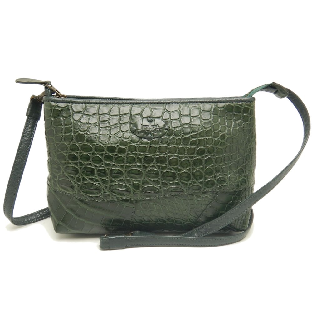 2WAY ショルダーバッグ クロコダイル グリーン レディース /253517【中古】