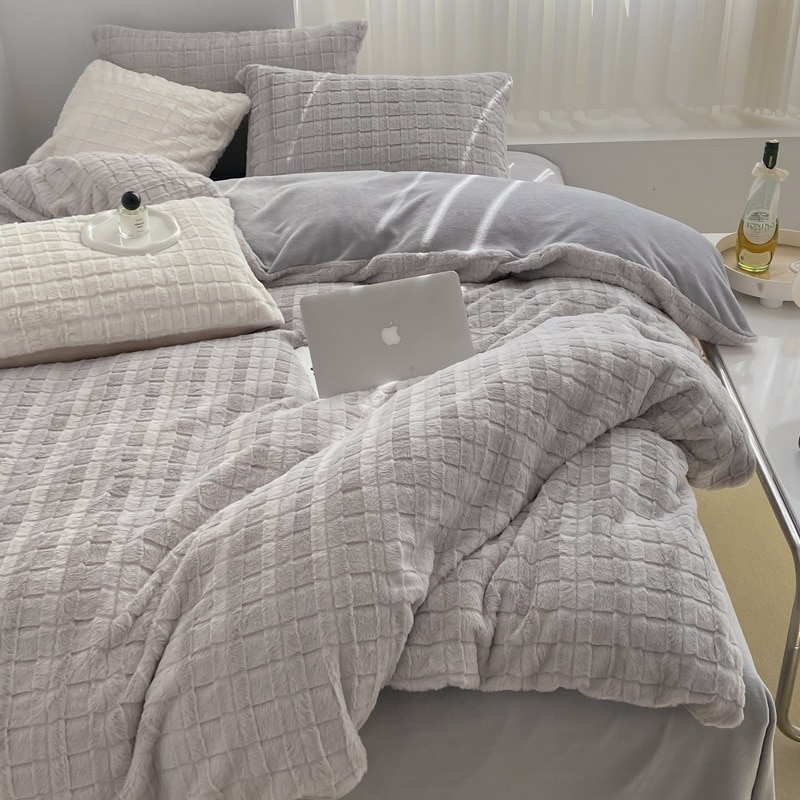 A類母子級ラッコウサギの綿毛切り花キット厚保温拡大ダブルベッドミルク綿毛4点セット