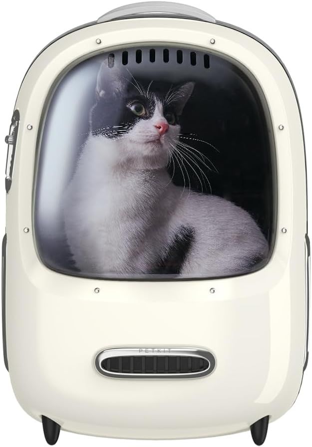 猫用キャリーバッグ ペット 通気性 飛び出し防止機能を備え 内蔵ライト 人間工学に基づいた設計 お出かけバック 通院 散歩 旅行 小型犬用 軽量 (クリームホワイト)