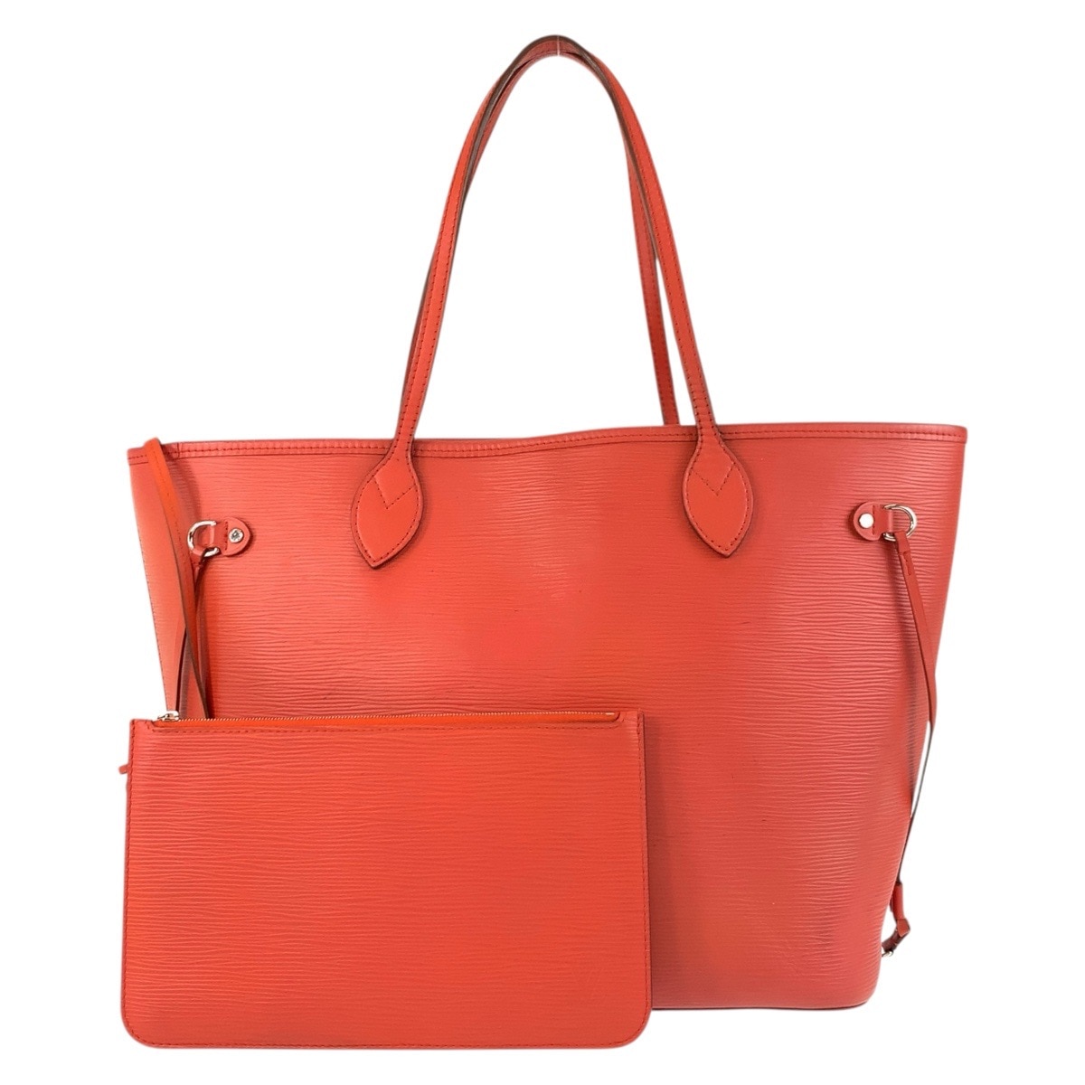 美品 エピ ネヴァーフルMM オレンジ シルバー金具 レザー M40884 トートバッグ ショルダーバッグ レディース 502714