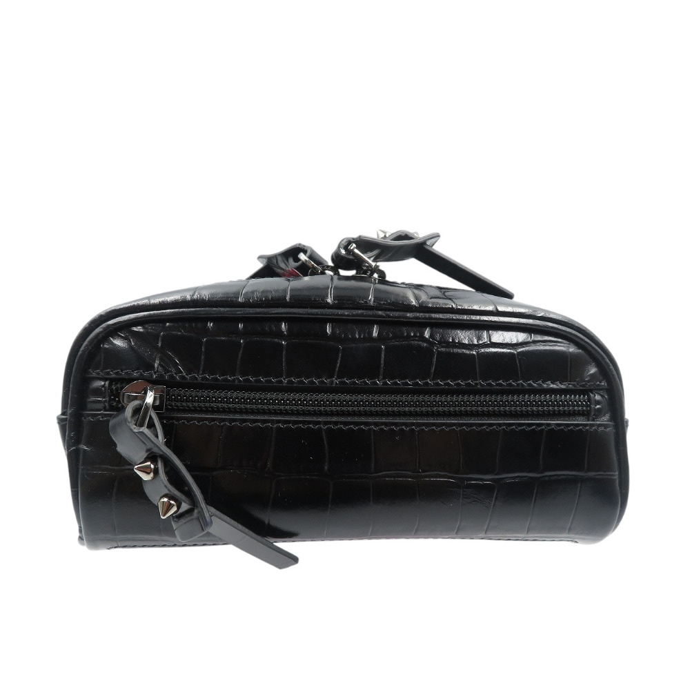 未使用品 1215059 ボディバッグ 型押しレザー/型押しレザー ブラック 0370【中古】 メンズ