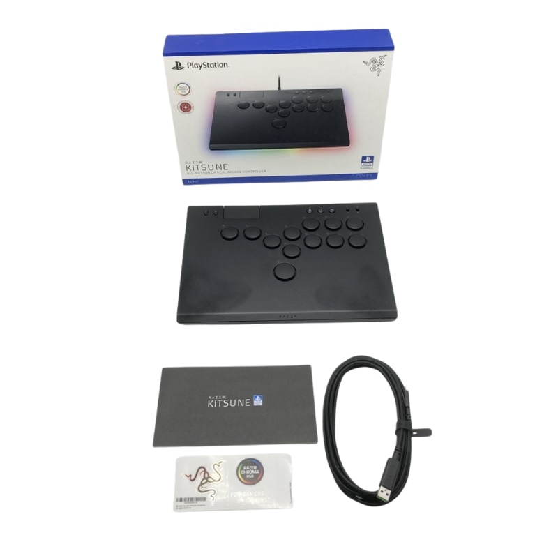 中古 Razer レイザー Kitsune PS5 & PC 用 薄型 レバーレス アーケードコントローラー ライティング