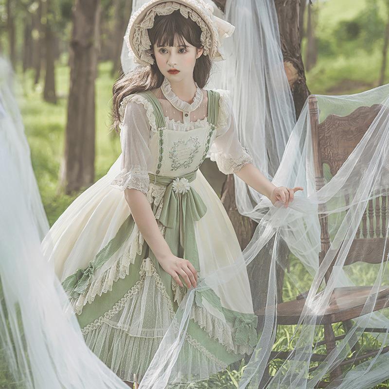 夏の花のように生きる jsk ロリータ サスペンダー スカート デイリー キュート ロリータ スウィート スカート 6575