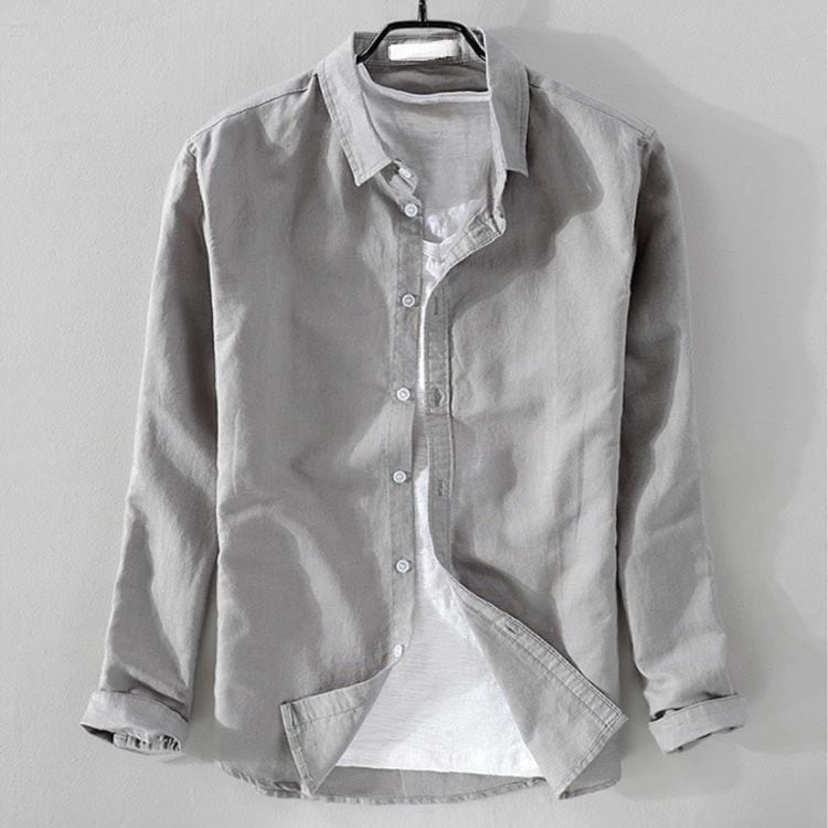 リネンシャツ メンズ カジュアルシャツ 大きいサイズ 薄手 無地 夏春秋 メンズファッション ナチュラル 開襟 ス 綿麻シャツ ワイシャツ 長袖 シャツ