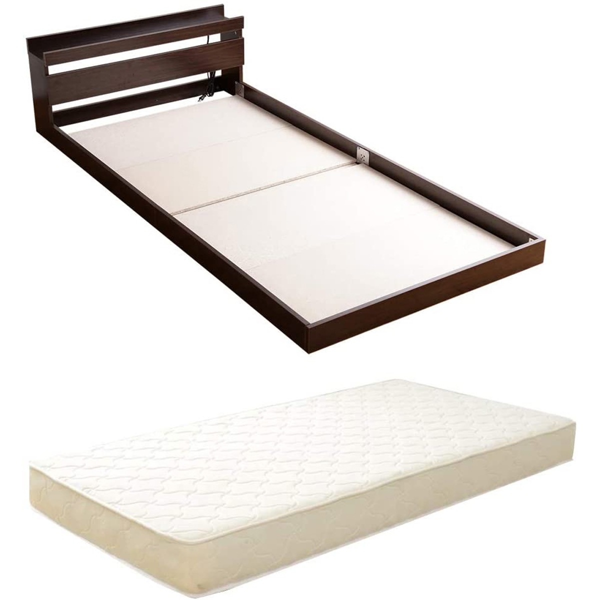 ベッド ダブルベッド マットレスセット ローベッド フロアベッド 【ボンネルコイルマットレス付き】