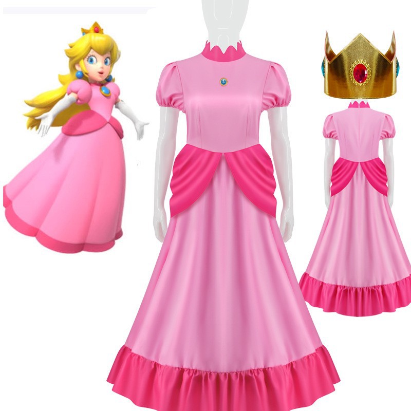 スーパーマリオ碧琪cos服女児コスプレ服碧姫スカートcos 2次元アニメ衣装です