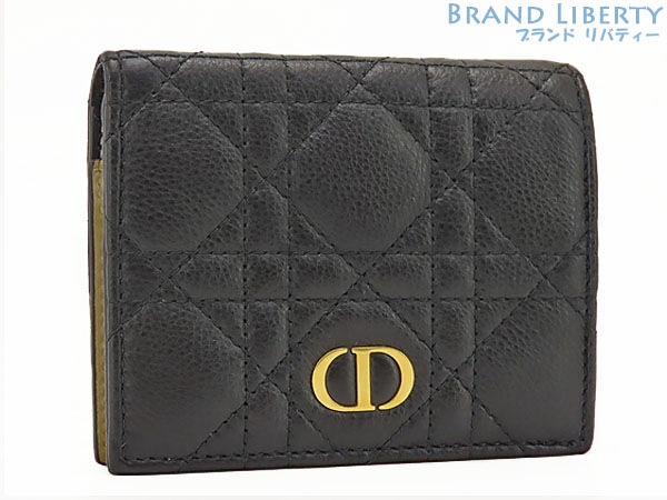 未使用クリスチャンディオールレディディオールDIORCARO二つ折り財布ブラックベージュカーフスキンS5137URXU_M911 52,080円