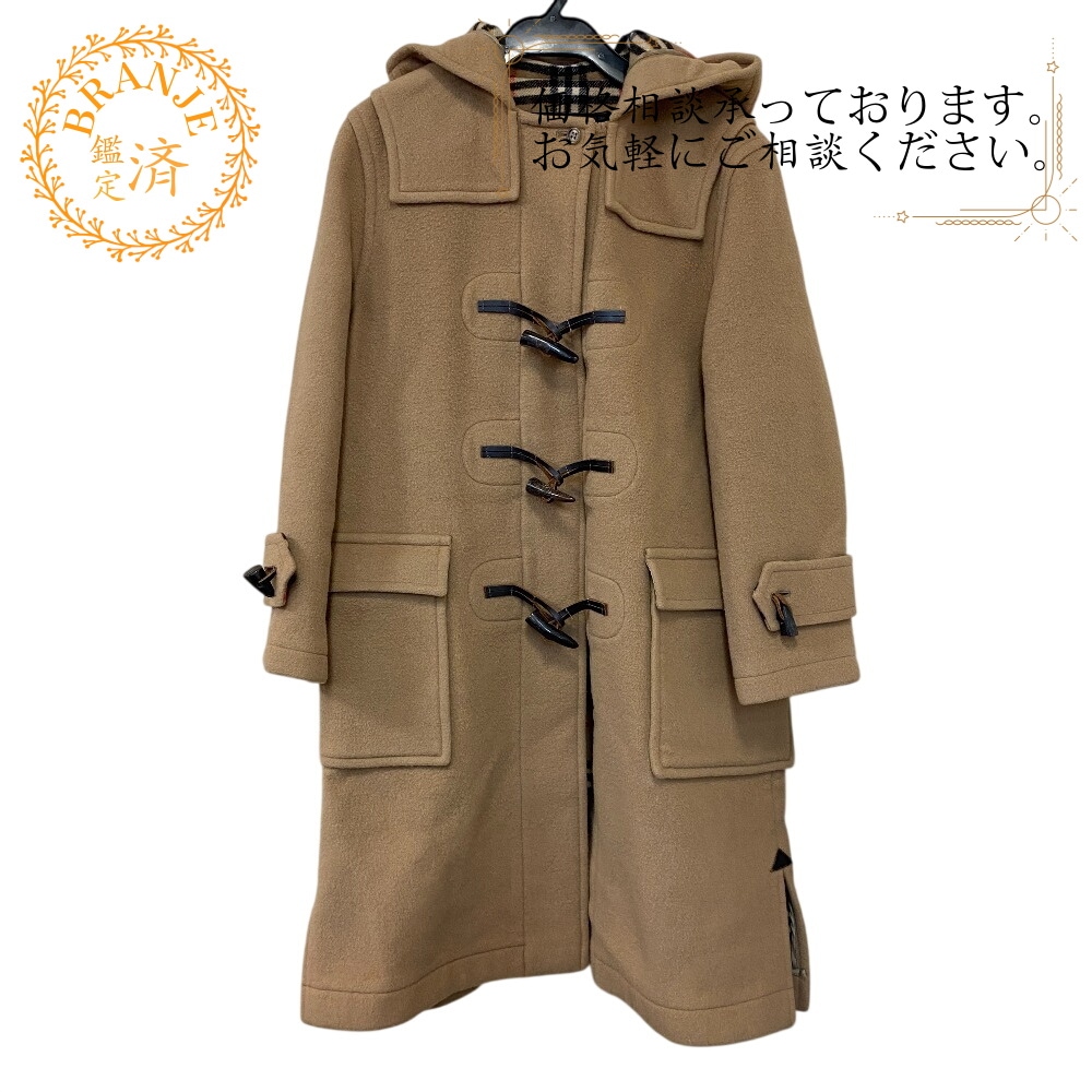 裏地ノバチェック ウール ダッフルコート ブラウン レディース