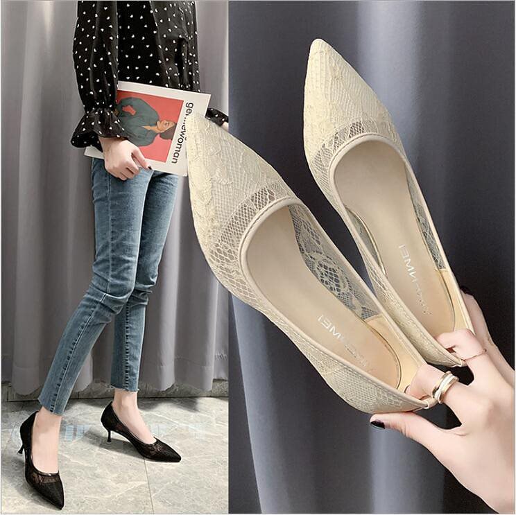 【即納】カジュアルロ 婦人靴 とんがり 美脚ポインテッドシューズ 甲浅 シューズパンプスぺたんこフラットシューズ スエード レディース ハイヒール レース ぺたんこ パンプス