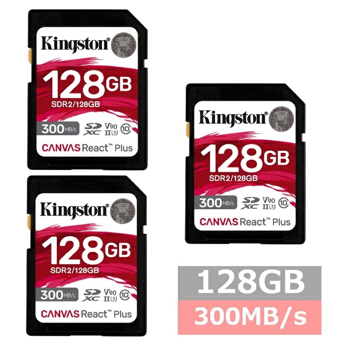 【3セット】 キングストン SDカード SDXC SDR2 128GB Canvas React Plus SDkingston SDXCカード Class10 UHS-II U3/V90 カ