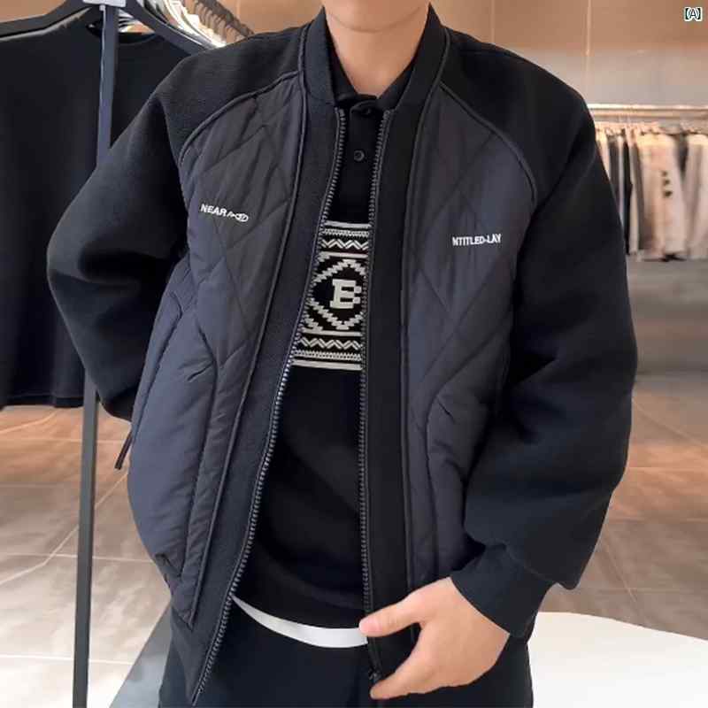 メンズ　ファッション　韓国ファッション　オシャレ　カジュアル　男性用　大歳 ライト スプライシング ジャケット メンズ 秋冬 ファッション カジュアル 野球 コットン トップ