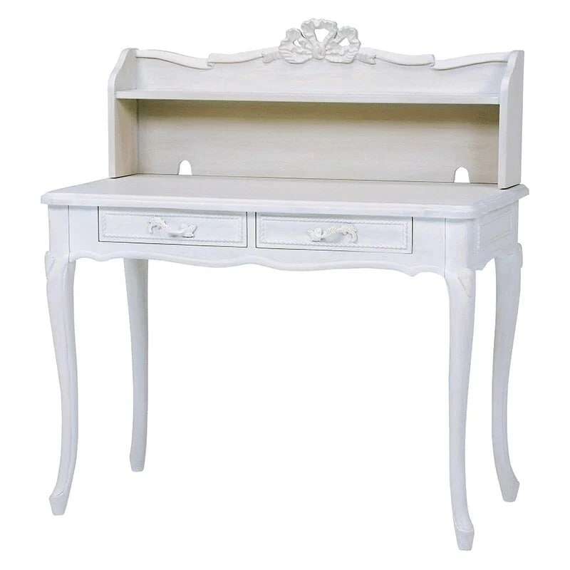 シャビーシック アンティーク風 猫脚デスク　白 ホワイト シャビー グレイ 姫系 姫家具