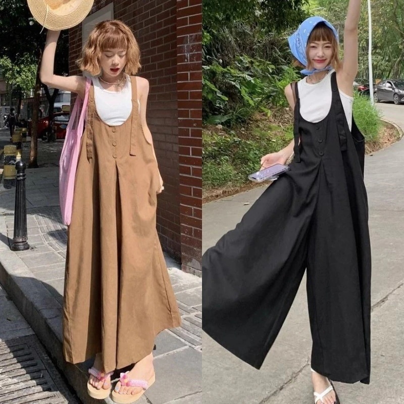 サロペット 夏 ゆったりカジュアル 怠惰な風 オールインワン オーバーオール 百掛け ロング ワイドパンツ レディース 体型カバー ひんやりボトムス 学生 20代30代40代30%までに制限