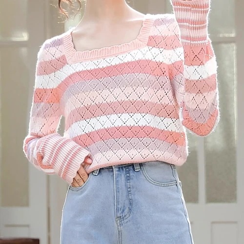 2024秋冬ランダムカラーボーダーニット