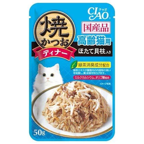 いなば　焼かつおディナー　高齢猫用　ほたて貝柱入り　５０ｇX９６袋　国産　ＣＲＣ35―20―20―10―40