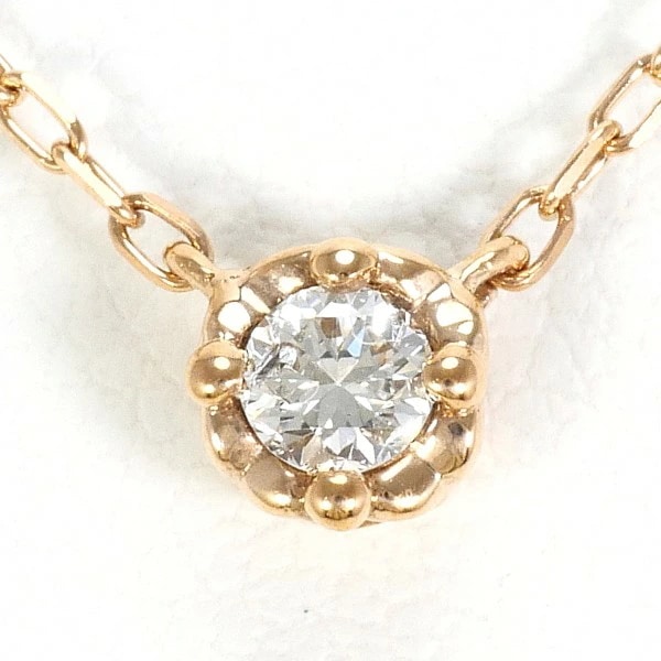 K10 10金 PG ピンクゴールド ネックレス ダイヤ 0.10 約40cm ジュエリー 中古