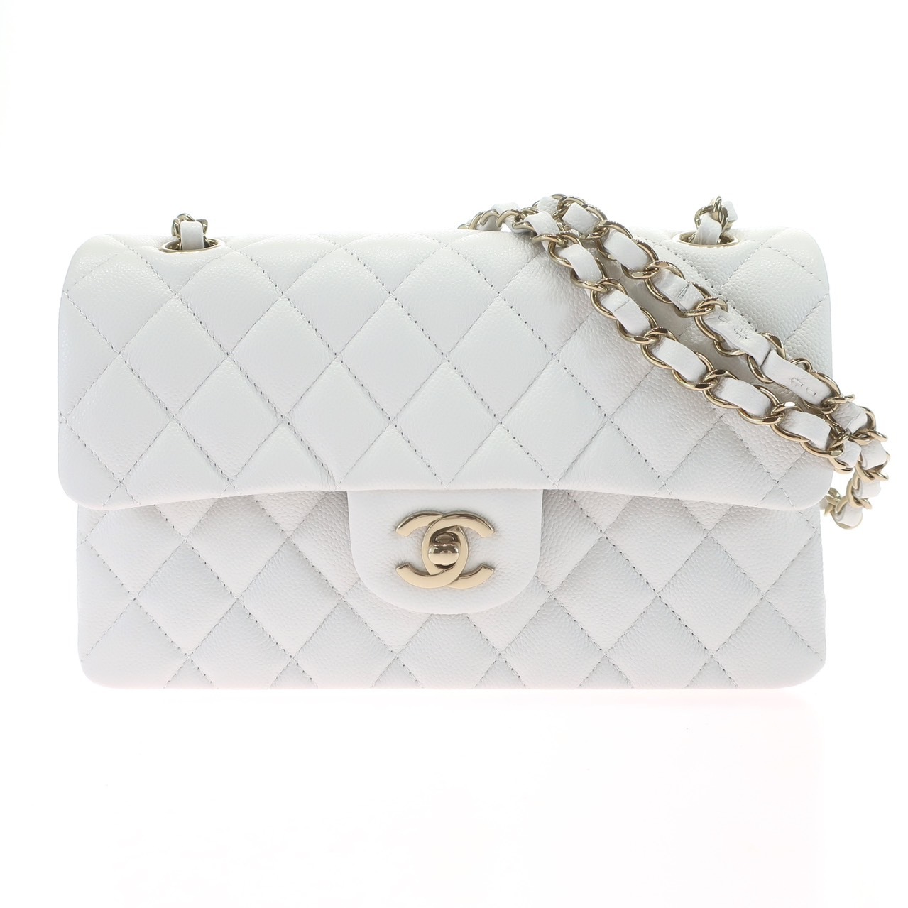 【新品】マトラッセ チェーンショルダー バッグ A01113 ココマーク キャビアスキン ホワイト 白 ゴールド金具 Wフラップ レディース 斜め掛け 肩掛け 623,560円