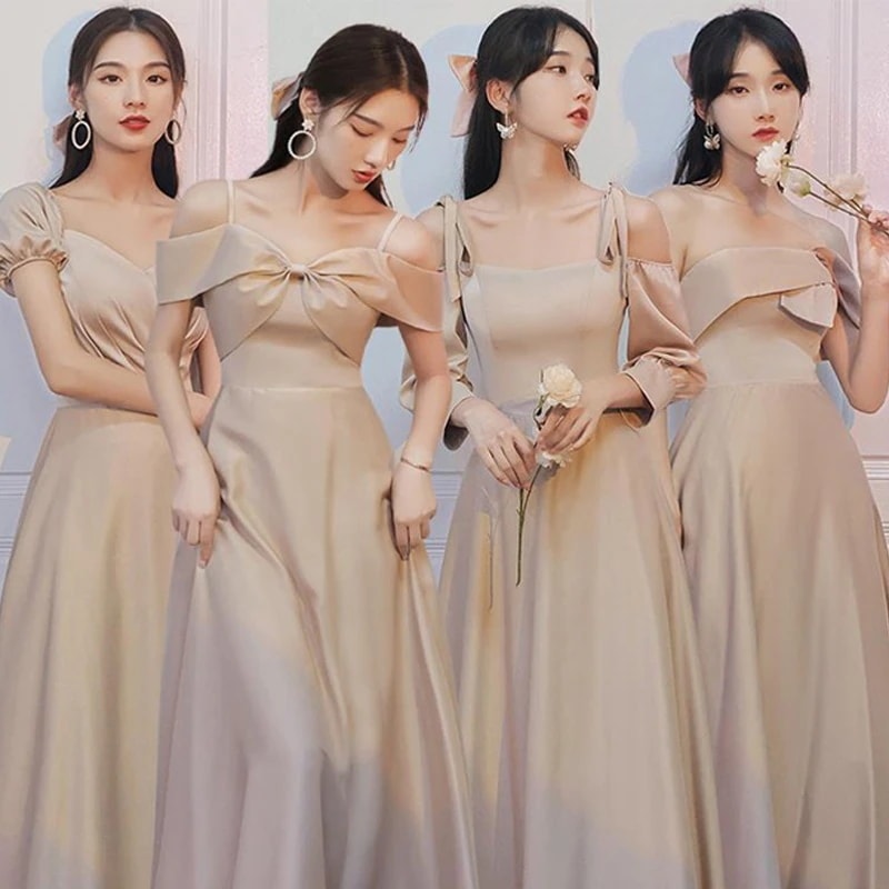 韓国かわいいワンピースドレス結婚式 お呼ばれパーティードレスロングドレスlxc07