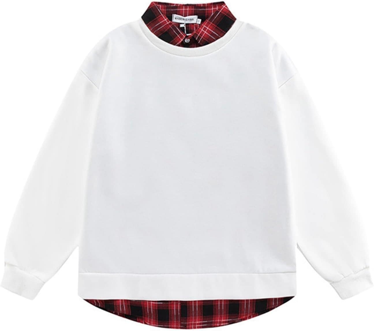 トレーナー パーカー メンズ 破れ フェイクレイヤード 小さめ チェック柄 ボタン シャツ フルオーバー トップス 春秋 切り替え 上着 重ね着風 原宿風 柔ら 汗染み サイクリング コーデ