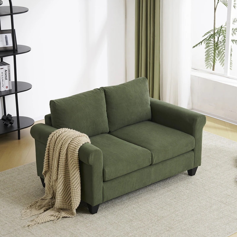 【日本国内出荷-3日で配達】ファッション 復古 韓国版 日系 じゅんしょく 2人掛け ソファー 脚付き 肘付き ロータイプ コンパクト コーデュロイ生地 DJYC98
