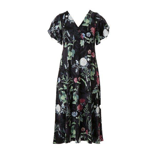 オルファ)上品で洗練されたしわのない四方ポリスパンフラワープリントカップドレスD_J(OGN9367)