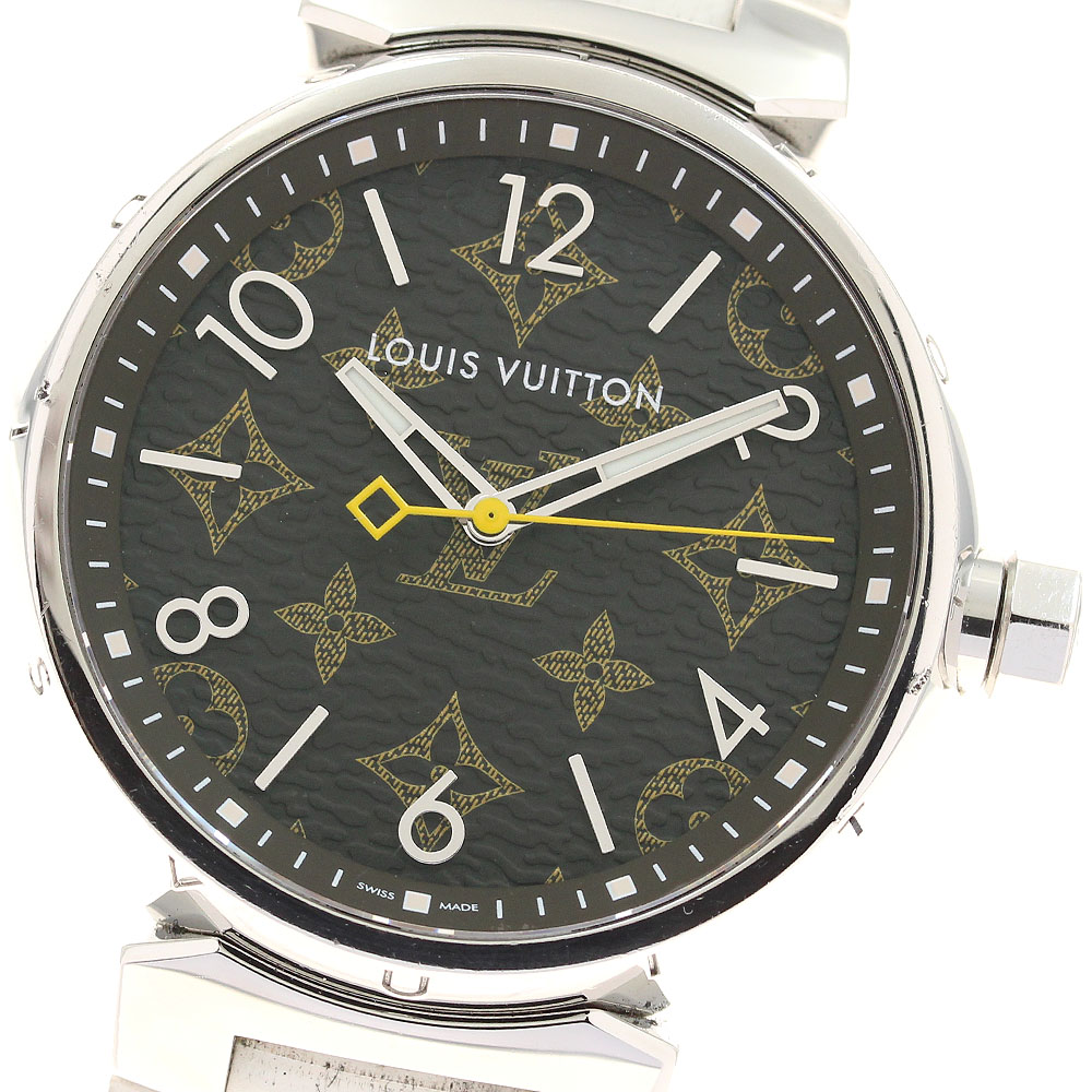 ルイ・ヴィトン LOUIS VUITTON QA072 タンブール モノグラム クォーツ メンズ 箱・保証書付き_946675【中古】