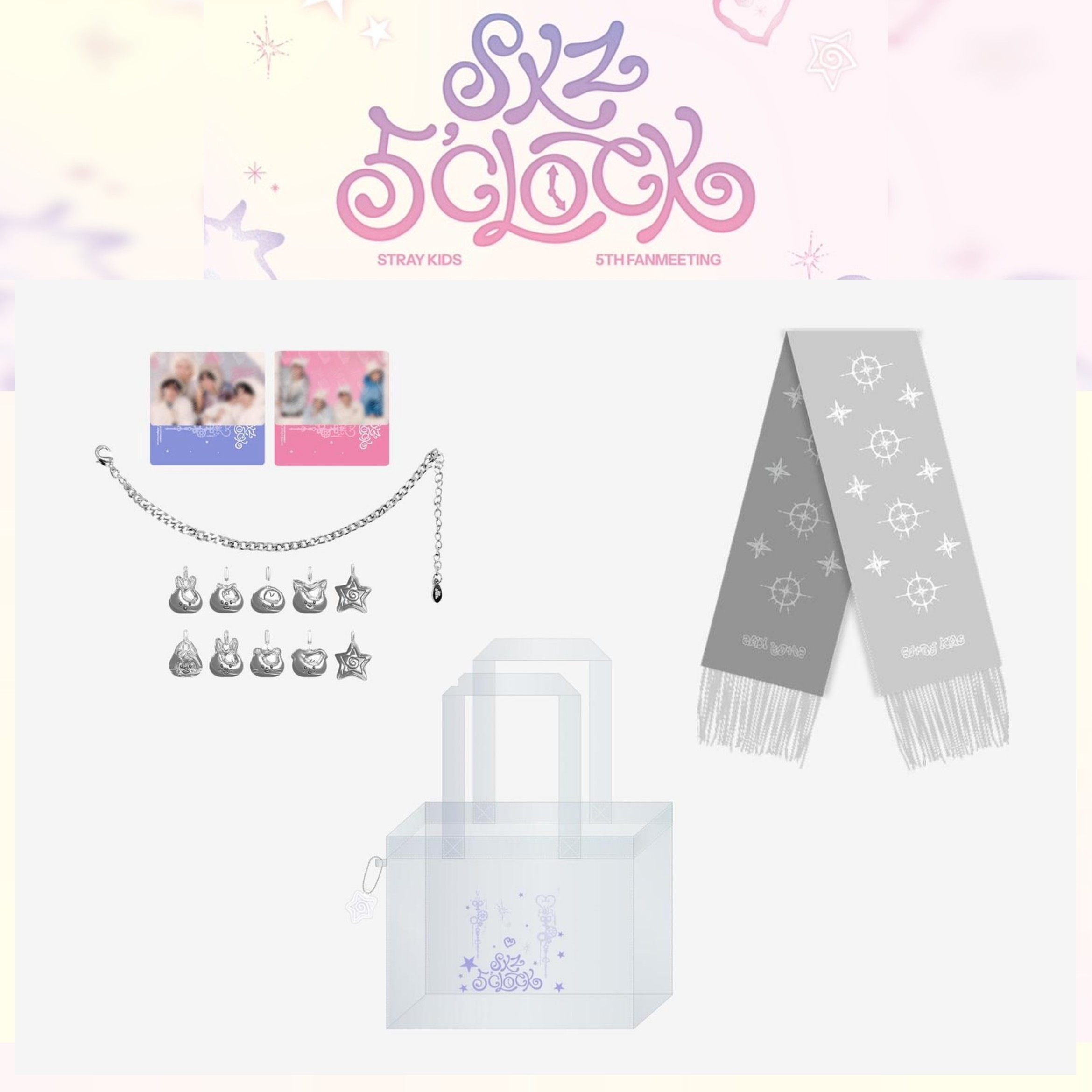 【国内発送】 【公式】 メンバー選択 Stray Kids 【BRACELET】【MUFFLER】【SHOPPER BAG】 5TH FANMEETING SKZ 5CLOCK 公式MD