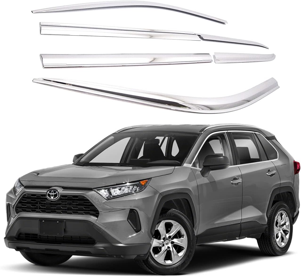AUTOCLOVER トヨタ RAV4 2019-2025対応 ドアバイザー 6PCS クロームタイプ テープオン式 ウィンドウバイザー ウィンドウディフレクター