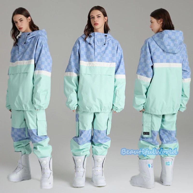 スノーボードウェア上下セットスキーウェアメンズレディースセットアップ男女兼用スノボウェアスノーボードジャケットパンツ撥水防風保温雪遊び暖かいH27