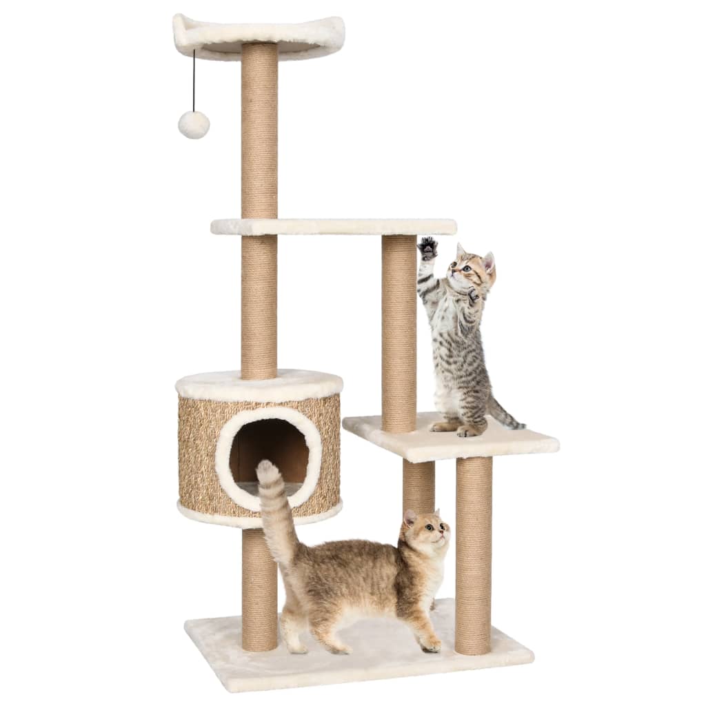 キャットタワー 爪とぎポール付き 123cm シーグラス製