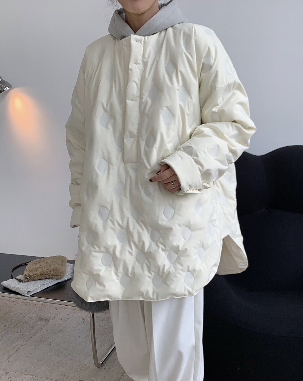 あったか プルオーバー シャツ ダウンジャケット l 冬 韓国デザイン プルオーバー ジャケット おしゃれ レディース ホワイト ネイビー サイズ S M