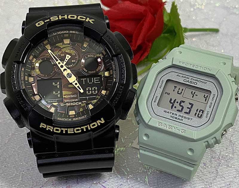 恋人たちのGショック ペアウオッチ G-SHOCK BABY-G ペア腕時計 カシオ 2本セット GA-100CF-1A9JFBGD-565SC-3JF 電池式 アナデジ お揃い クリス