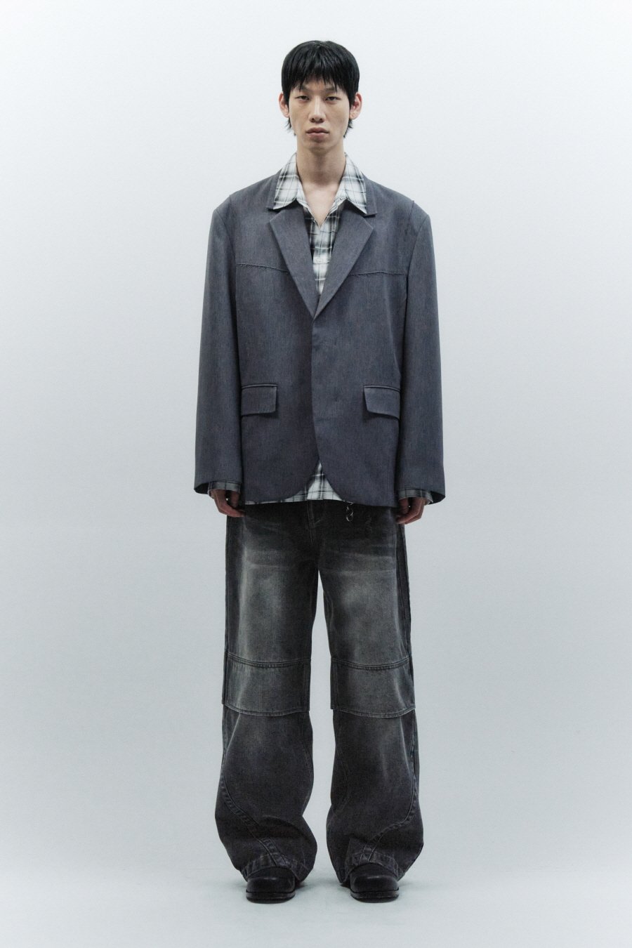 【INSILENCE】 PANELIZED WIDE DENIM PANTS : BLACK