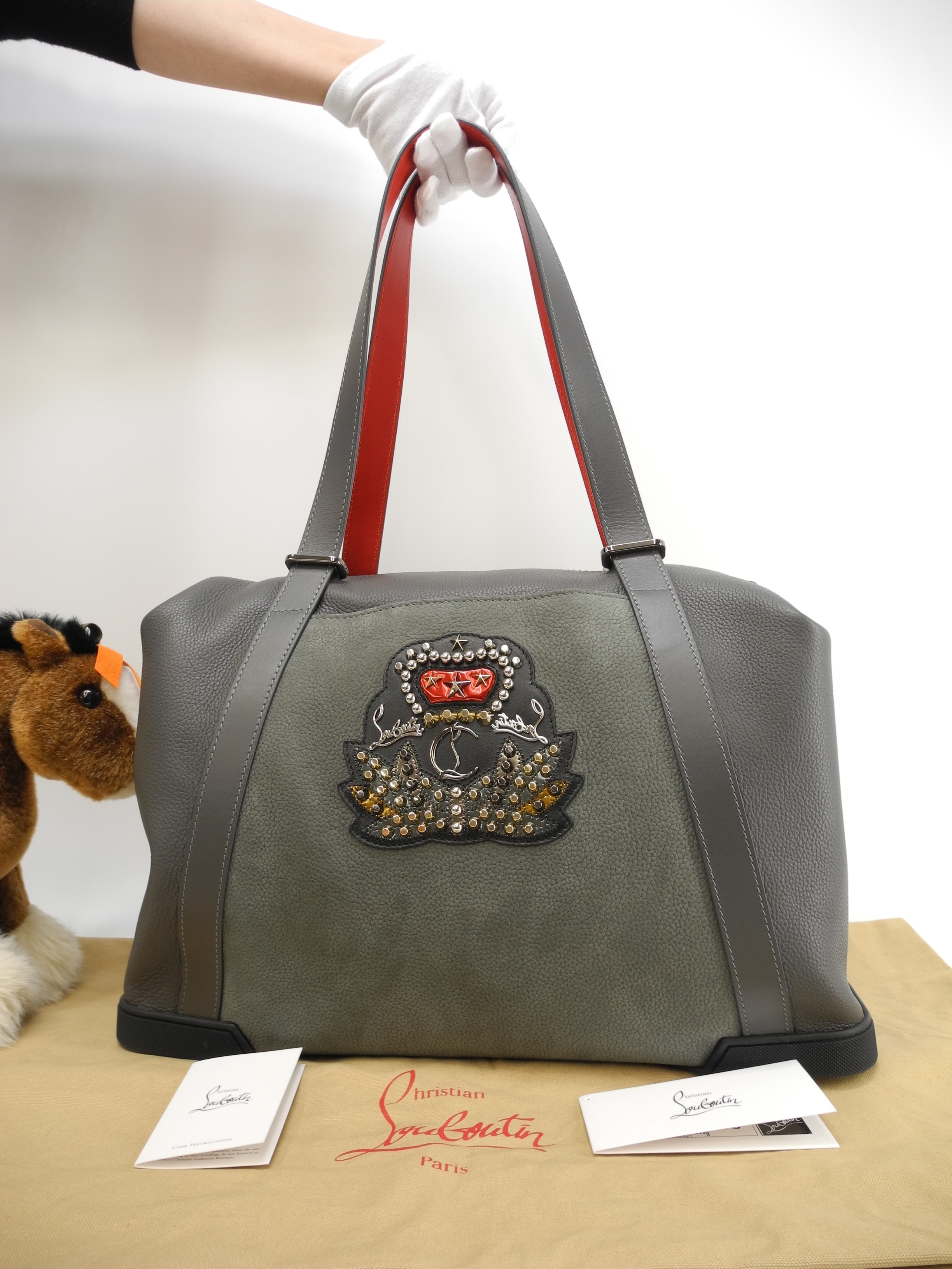 トートバッグ バックデイモン レザー灰 メンズショルダー@ 2