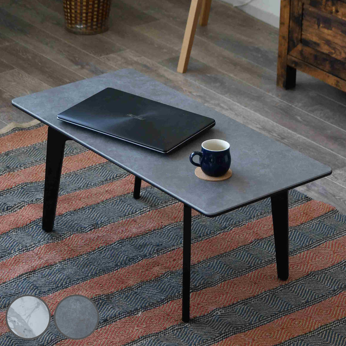 センターテーブル 幅120cm セラミック天板 サーブルツー 石目調 ストーン柄 ローテーブル リビングテーブル テーブル 熱 傷 汚れ 強い スタイリッシュ ホワイト 白 ブラック 黒