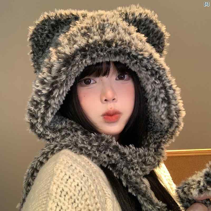 レディースファッション　ファッション小物　オシャレ かわいい クマ 耳 ニット 耳保護 帽子 秋冬 暖かい 顔 強い 小柄 ウール 防寒 ぬいぐるみ