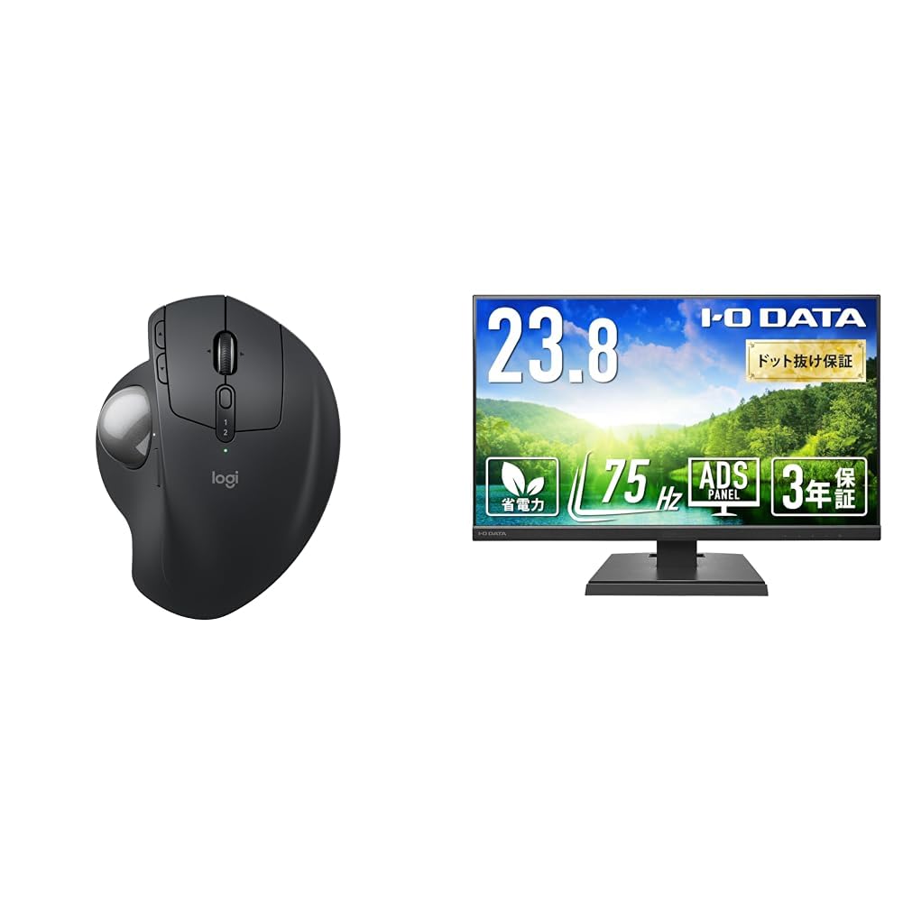 【セット買い】 【Amazon.co.jp限定】 ロジクール 静音 ワイヤレス トラックボール マウス MXTB2d + 【Amazon.co.jp 限定】アイ・オー・データ IODATA モニター