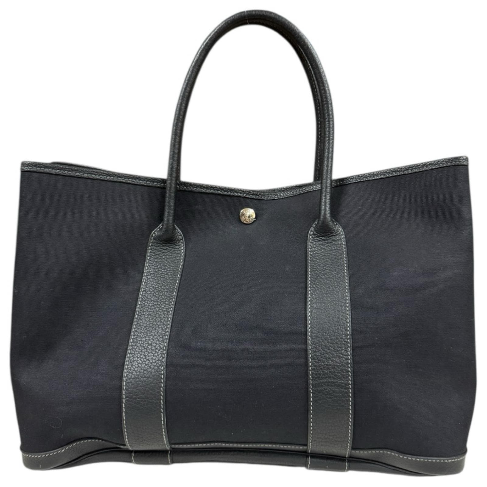 エルメス ガーデンパーティPM トートバッグ キャンバス ブラック HERMES 中古