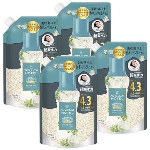 レノア アロマジュエル HOTEL 香り付けビーズ ホワイトティーの香り 詰め替え 1810mLx4袋 [大容量] [ケース品]