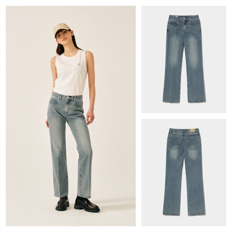 【SATUR】 (W) ELY FLARE DENIM PANTS : LIGHT WASHED BLUE
