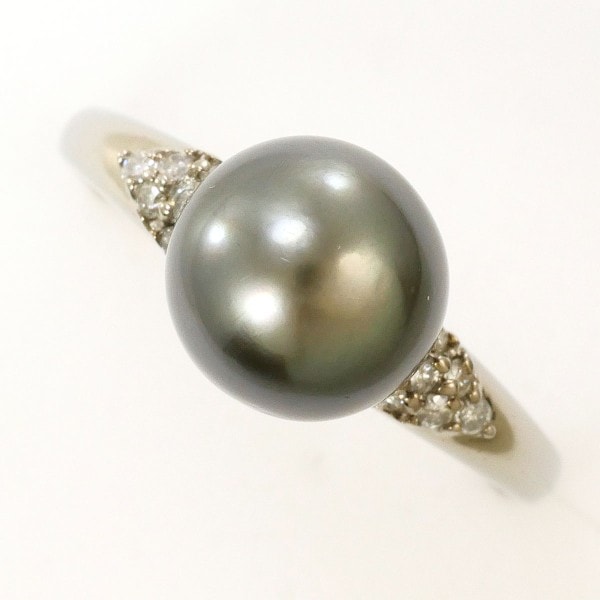 K18 18金 WG リング 17号 パール(真珠) 約9mm ダイヤ 0.12 中古 47,880円
