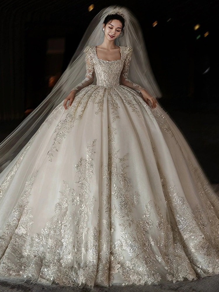 長袖ウェディングドレス 2025年 ブライダル メインヤーン 質感 プリンセス重工 大きいサイズドレス