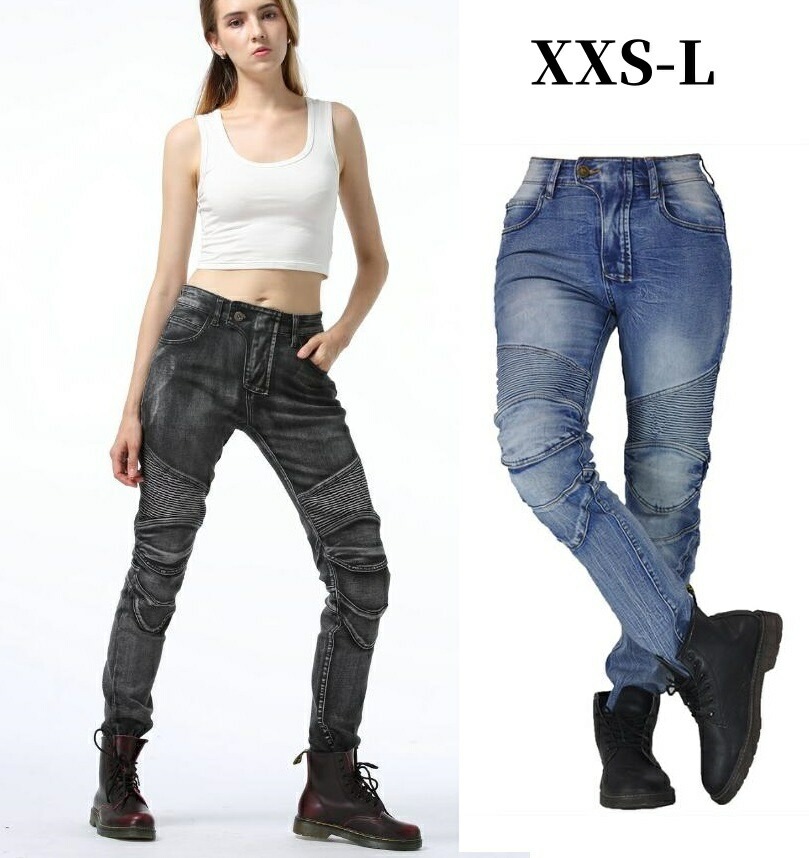 バイクパンツ レディース ライディングパンツ デニム レギンス パンツ ジーンズ ズボン ライダーパンツ 春夏秋 膝パッド装備 耐磨 プロテクター付き スキニー パンツ ボトムス 脚長効果スリム おし