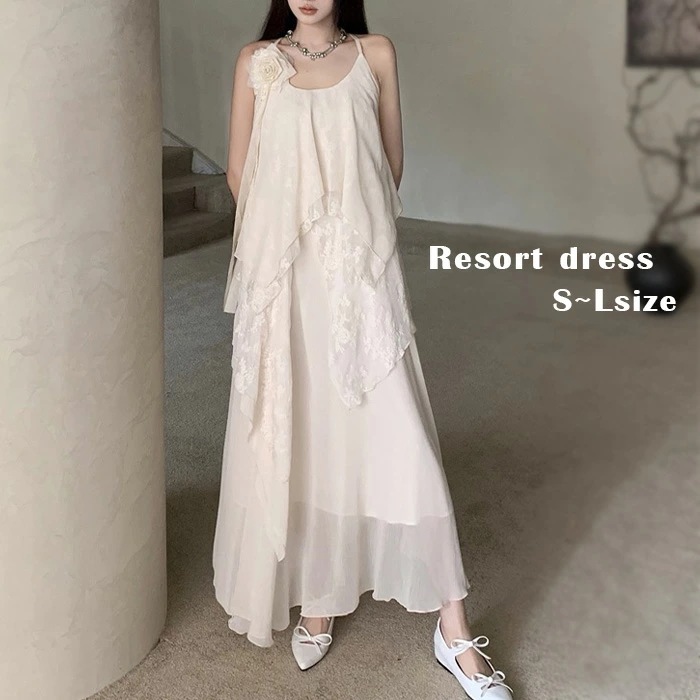 キャミソールワンピース レディース ロング きれいめ キャミワンピース シフォン フレア ノースリーブ 春夏 切り替え Aライン ロングワンピース フレアワンピース 大きサイズ ゆったり かわいい 旅