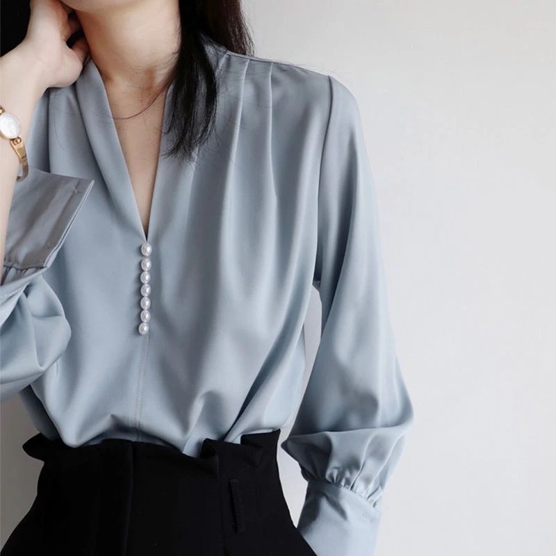 大人気！ 今っぽシアーシャツ 通勤 シフォンシャツトップス春秋通勤OLキャリア長袖シャツ レディース 韓国ファッション シャツ ブラウス