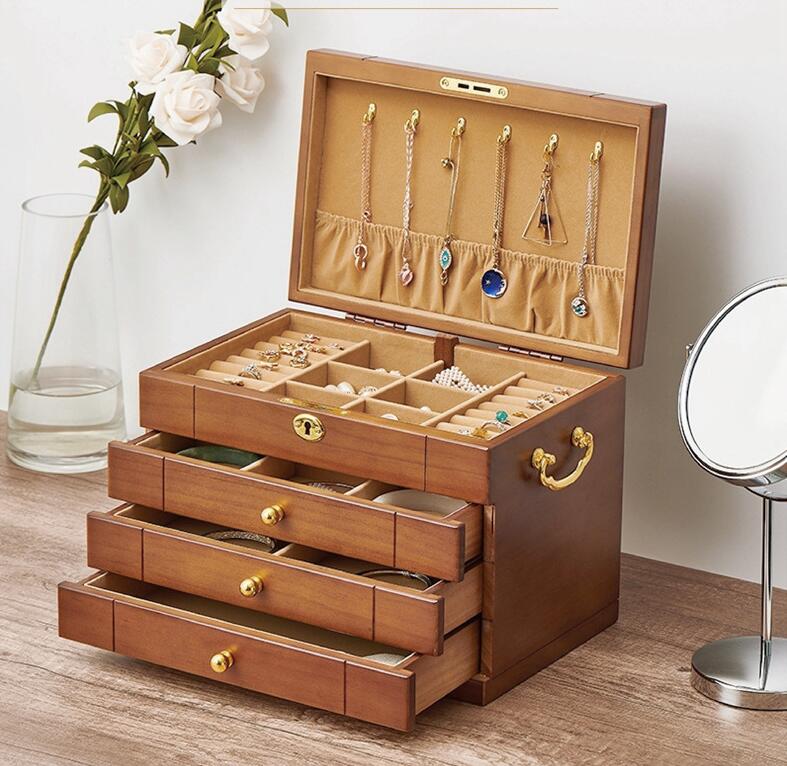 【限定特典！】高見え 木製 ジュエリーボックス ジュエリーケース 大容量 ジュエリー収納 アクセサリー ケース アクセサリー収納 アクセサリーボックス リング ケース 宝石箱 小物収納ケース ピアス