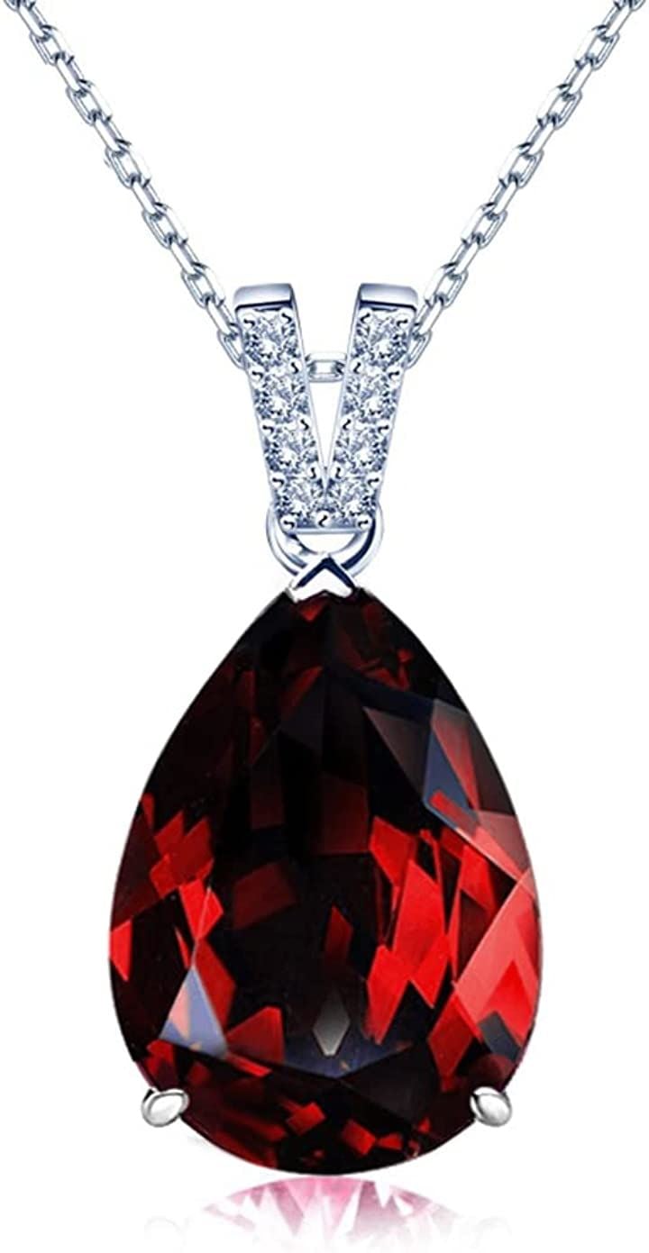 誕生石 LUCKY レディース 925シルバー ネックレス ペンダント( 1月 誕生石合成ガーネット)